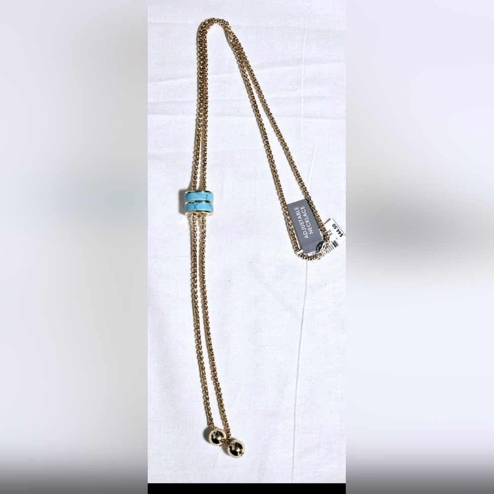 Alfani Gold Tone Adjustable Necklace with Blue Accent